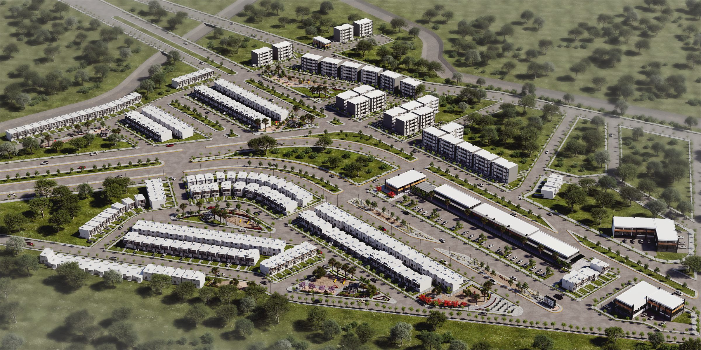 Calle de un desarrollo residencial Vidafel