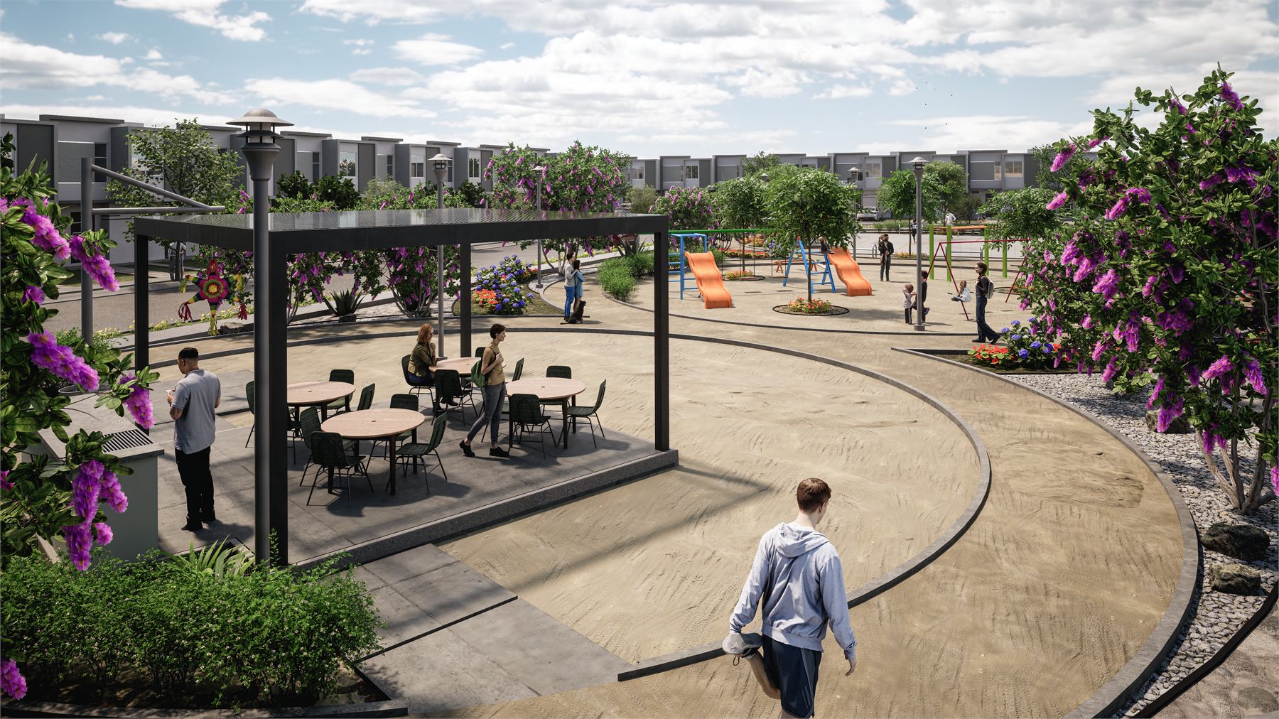 Parque con pérgola y juegos infantiles en Los Mezcales II